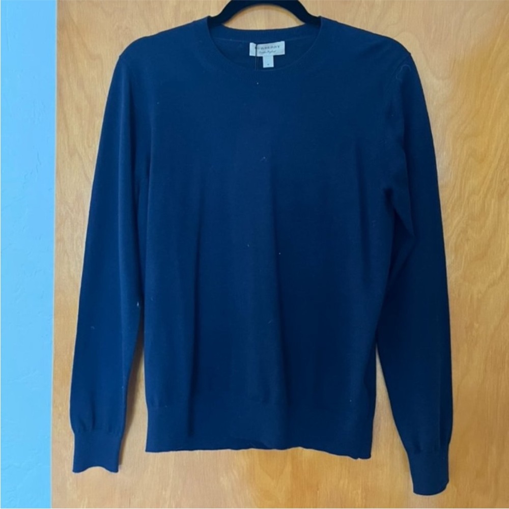 Burberry Navy Blue Crew Neck Sweater